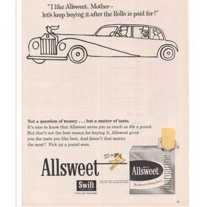 Swift Allsweet Margarine Magazine Advertisement 1958 Vintage Cooking Baking